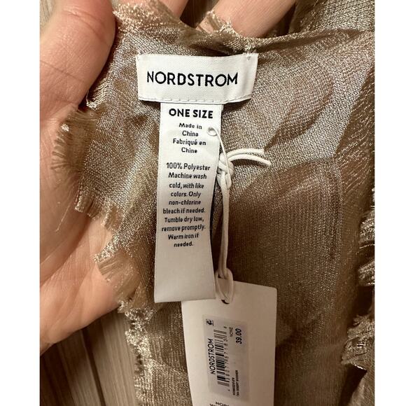 Nordstrom Tan Desert Shimmer Scarf Wrap One Size - Picture 4 of 7